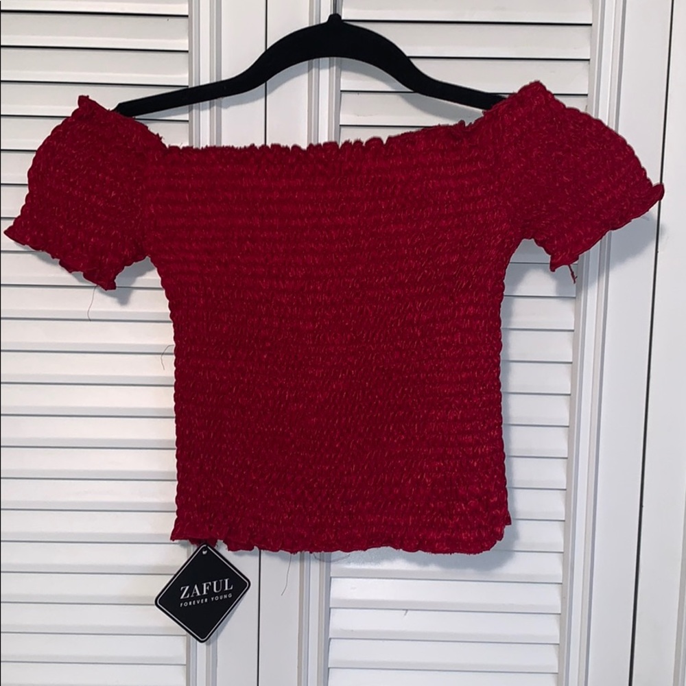 Red off the shoulder top